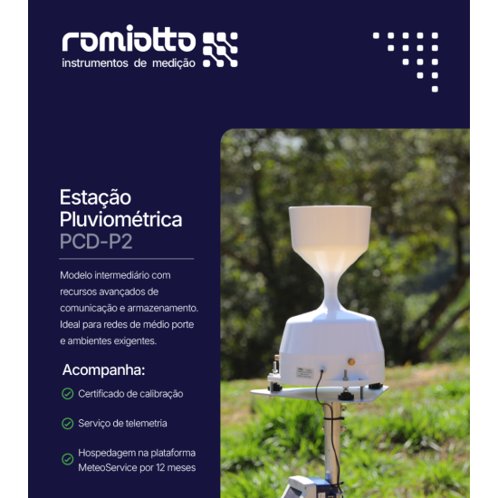 Estação Pluviométrica com Pluviômetro de Báscula Dupla, Modelo PCD-P2 - Marca RoMiotto