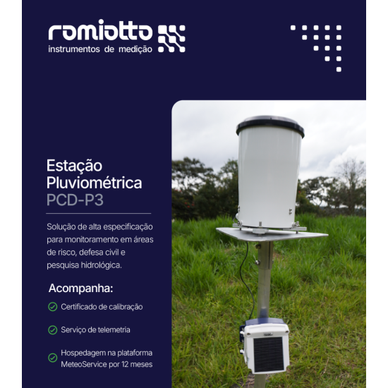 Estação Pluviométrica com Pluviômetro de Báscula Dupla, Modelo PCD-P3 - Marca RoMiotto